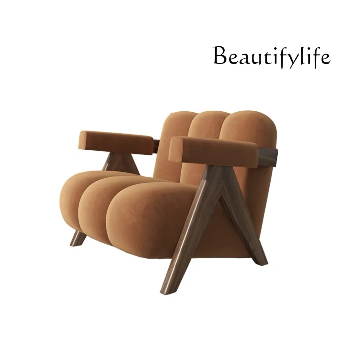 Wabi Sansan одиночный диван из цельного дерева для гостиной японский кремовый