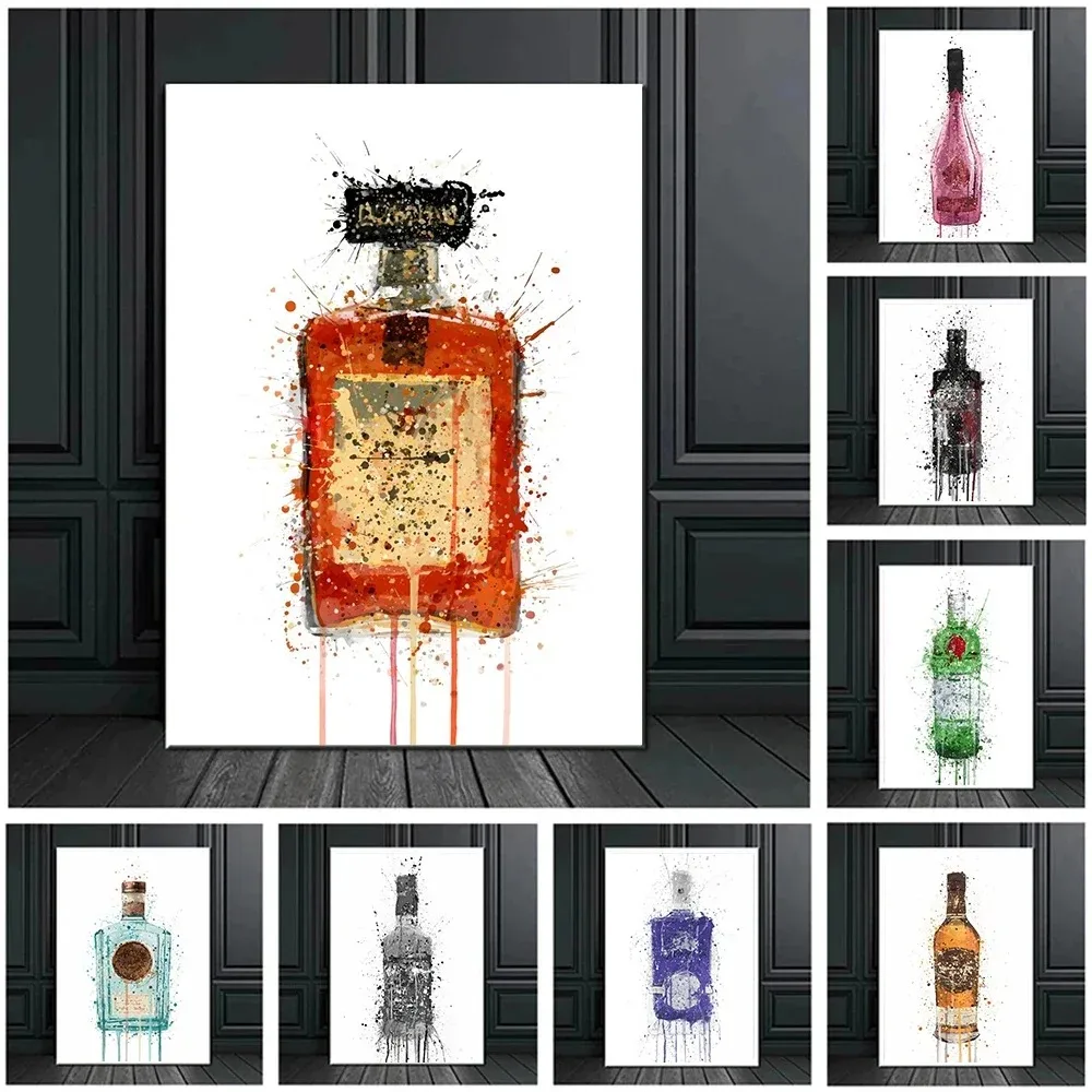 Абстрактный Постер Виски Амаретто С Принтом На Холсте Классический Стиль
