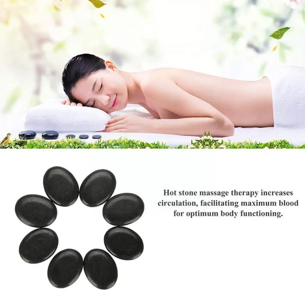 

Fitness Energy Volcanic Hot Stone Relieve Back Pain Oil Oval Care Rock Spa Essential Massage Stress H3y2