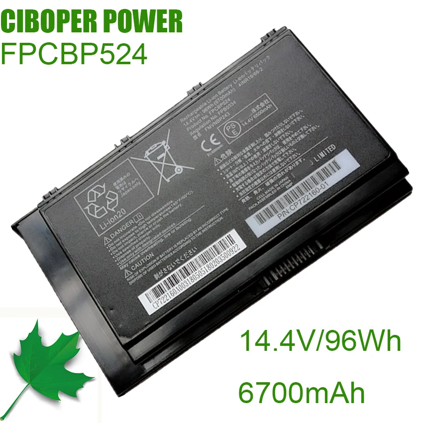 CP Original Laptop Battery FMVNBP243 FPB0334  FPCBP524 14.4V/96Wh/6700mAh For Celsius H980C Notebook