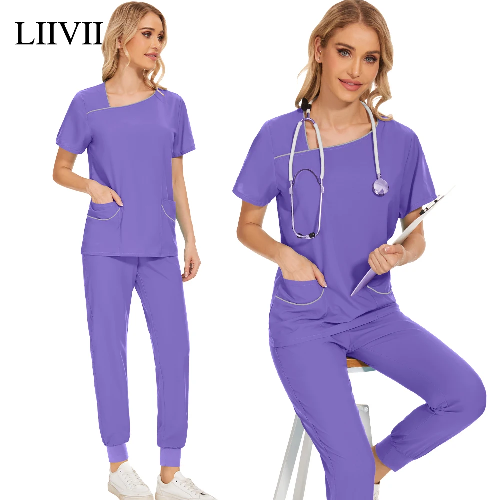 

Wholesale Women Workwear Thin Scrub Top Scrubs Pants Hospital Doctor Work Clothes Medical Surgical Set Multicolor Nurse Uniforms