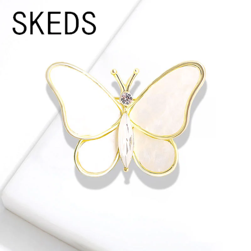 

SKEDS Vintage Crystal Shell Butterfly Jewelry Brooches Pins For Women Elegant Insect Exquisite Brooch Lady Banquet Pin Corsage