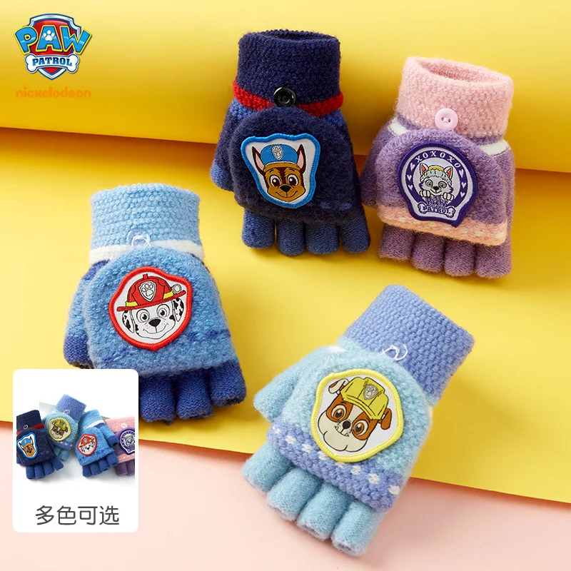 

Paw Patrol Children's Flip-top Gloves Thickened Warm Split Finger Boys Girls Gloves Cute Half Finger Autumn and Winter Gloves