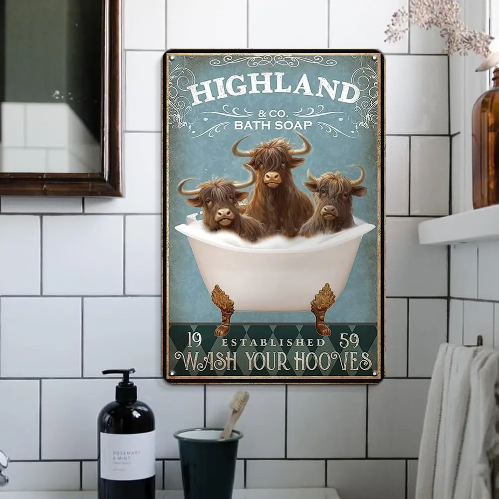 Декоративные забавные вывески Highland в виде коровы 12x8 дюймов декор металлический