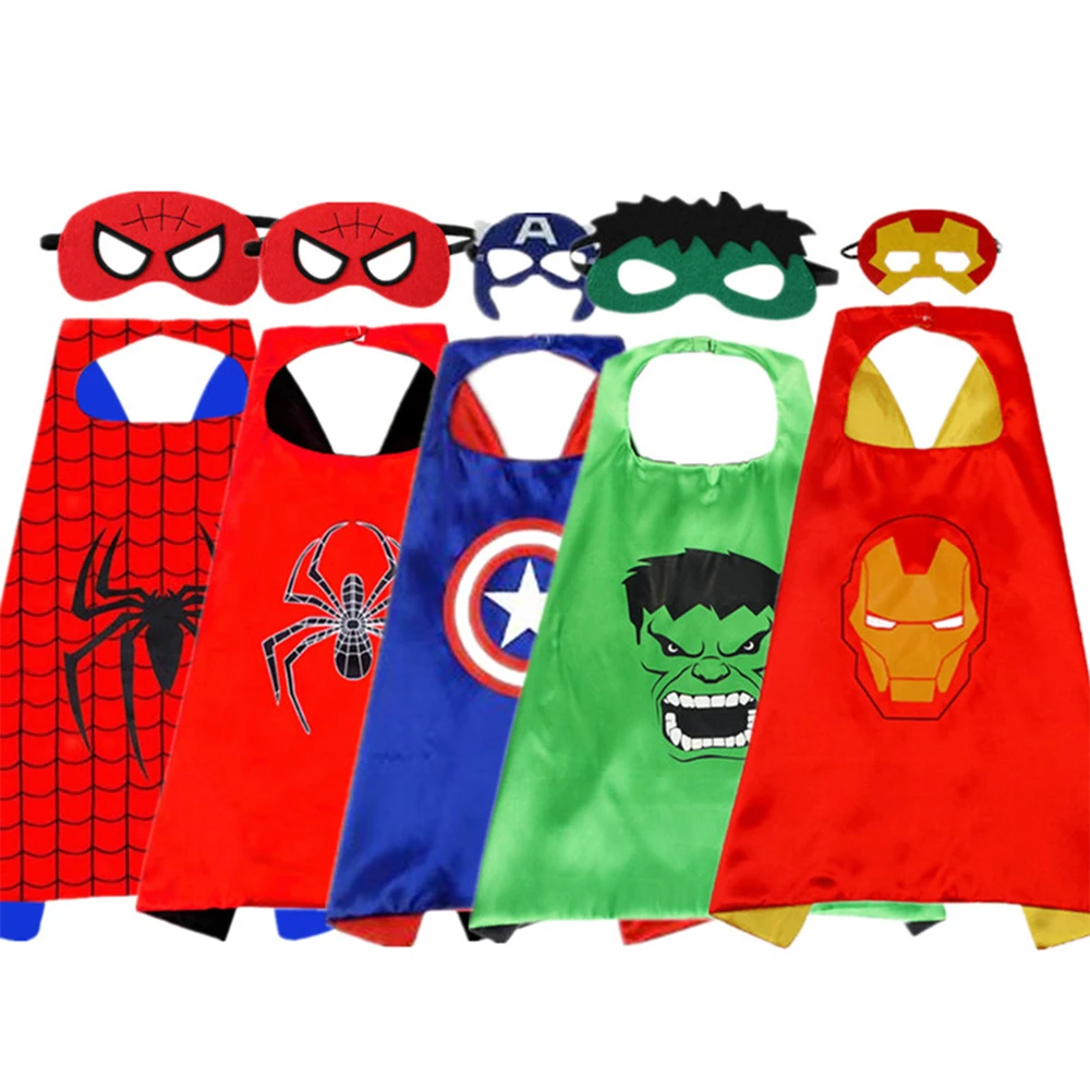 

Marvel Avengers Kids Spiderman Iron Man Cloak Mask Cosplay Costume Boy Girl Hulk Captain America Halloween Party Gift Superhero