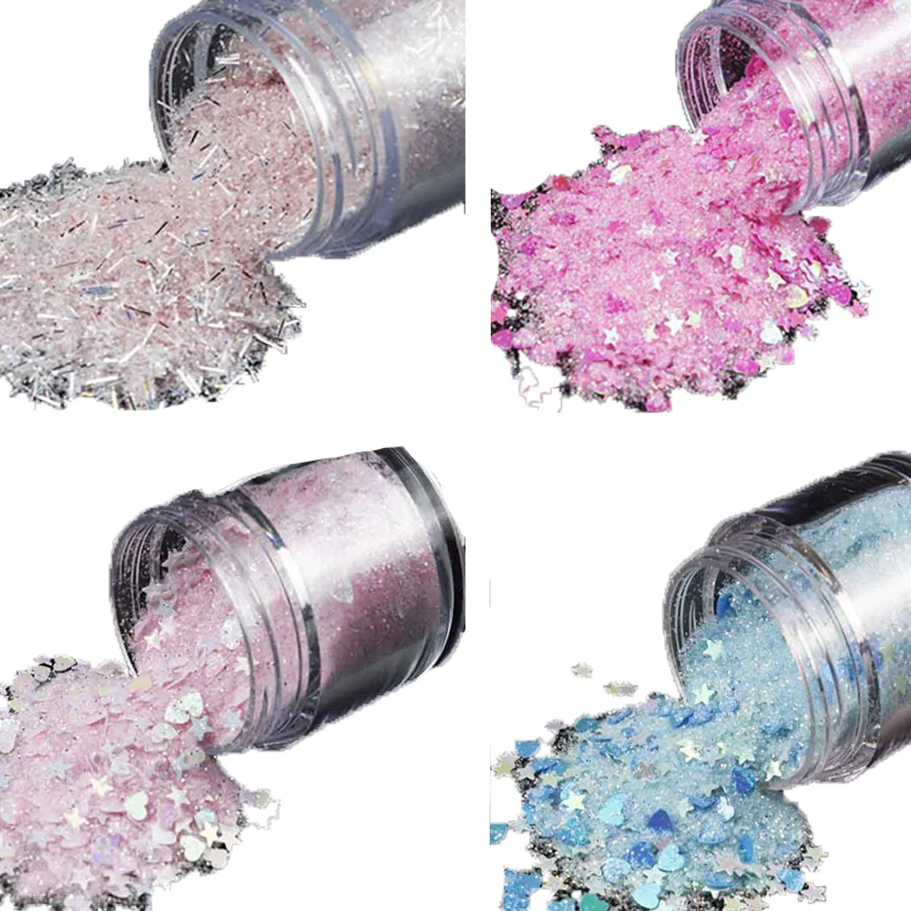 

10g AB Glitter Mermaid Nail Flakes Sequins Mixed Star Heart Flowers Sparkle Paillette Nail Art Polish Holographic Decor Tips