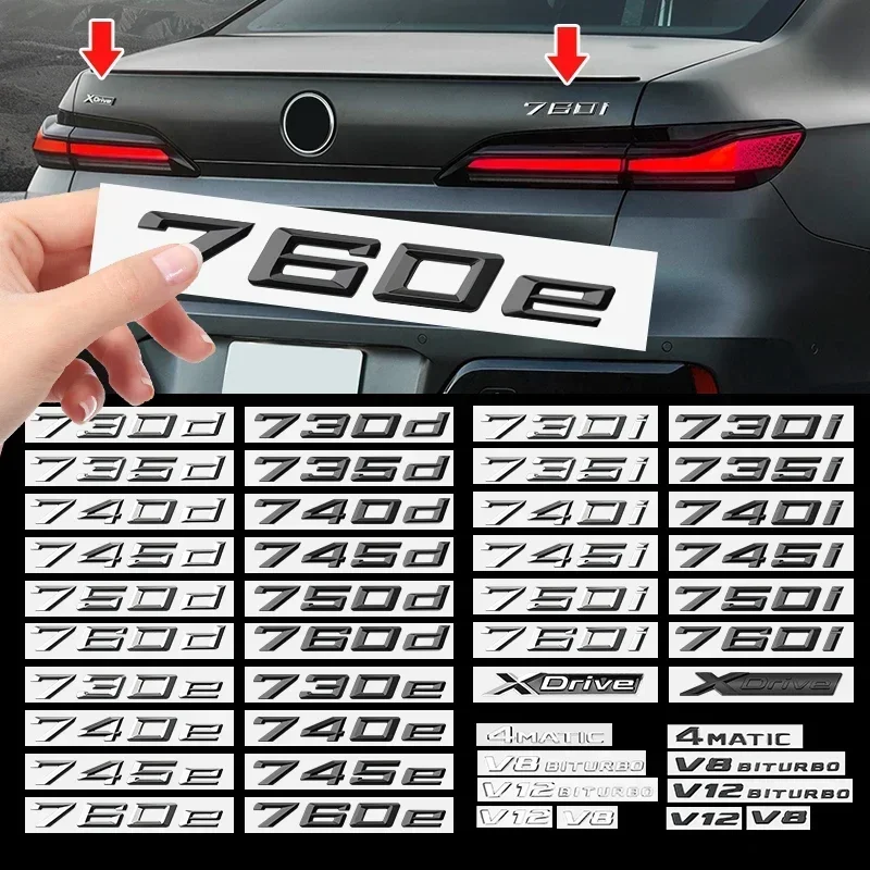 730i 740i 745d 760e хромированная эмблема с буквами Стайлинг автомобиля крышка багажника