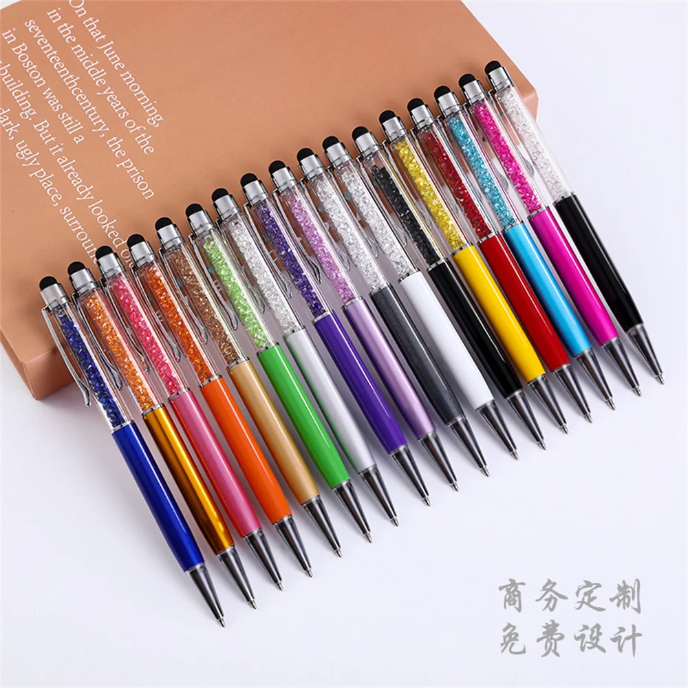 

5-10pcs Universal 2 In 1 Crystal Stylus Pen Capacitive Touch Screen Diamond Ballpoint Pen For Apple IPhone Ipad Samsung Huawei