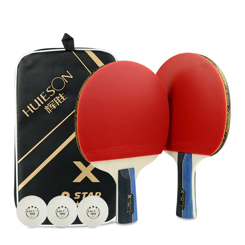 

2Pcs 3-star Ping Pong Paddle Table Tennis Blade Bat Set Professional Long Short Handle Ping Pong Racket Paddle Training Balls