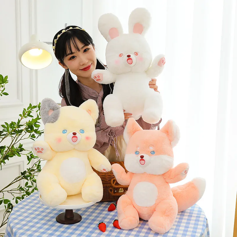 

Waving Little Bear Doll Cute Pink Fox Plush Toy Girl Heart Doll Cloth Doll