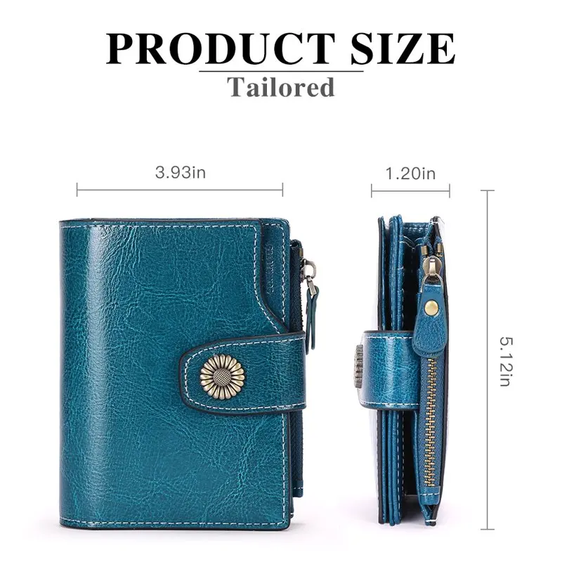 Small Wallet for Women Genuine Leather Bifold card holder RFID Blocking Coin Purse