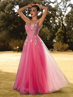 a line corsets puffy prom birthday dress sweetheart neckline sleeveless floor length tulle with appliques pure color 2022