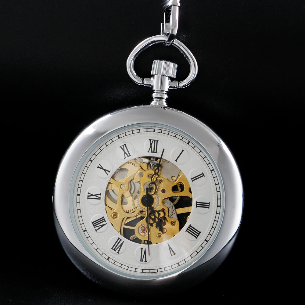 Featured Hollow Silver Gold Mechanical Pocket Watch High Quality Unisex Necklace Pendant Jewelry Gift for Men and Women Religio