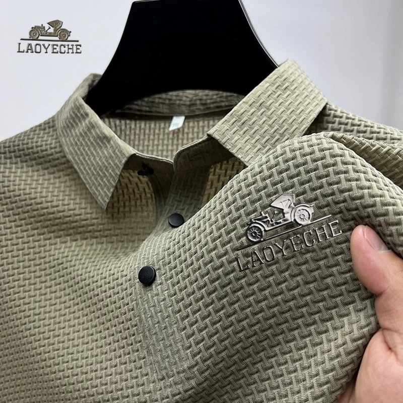 2024 полая рубашка поло с короткими рукавами дышащая деловая модная летняя