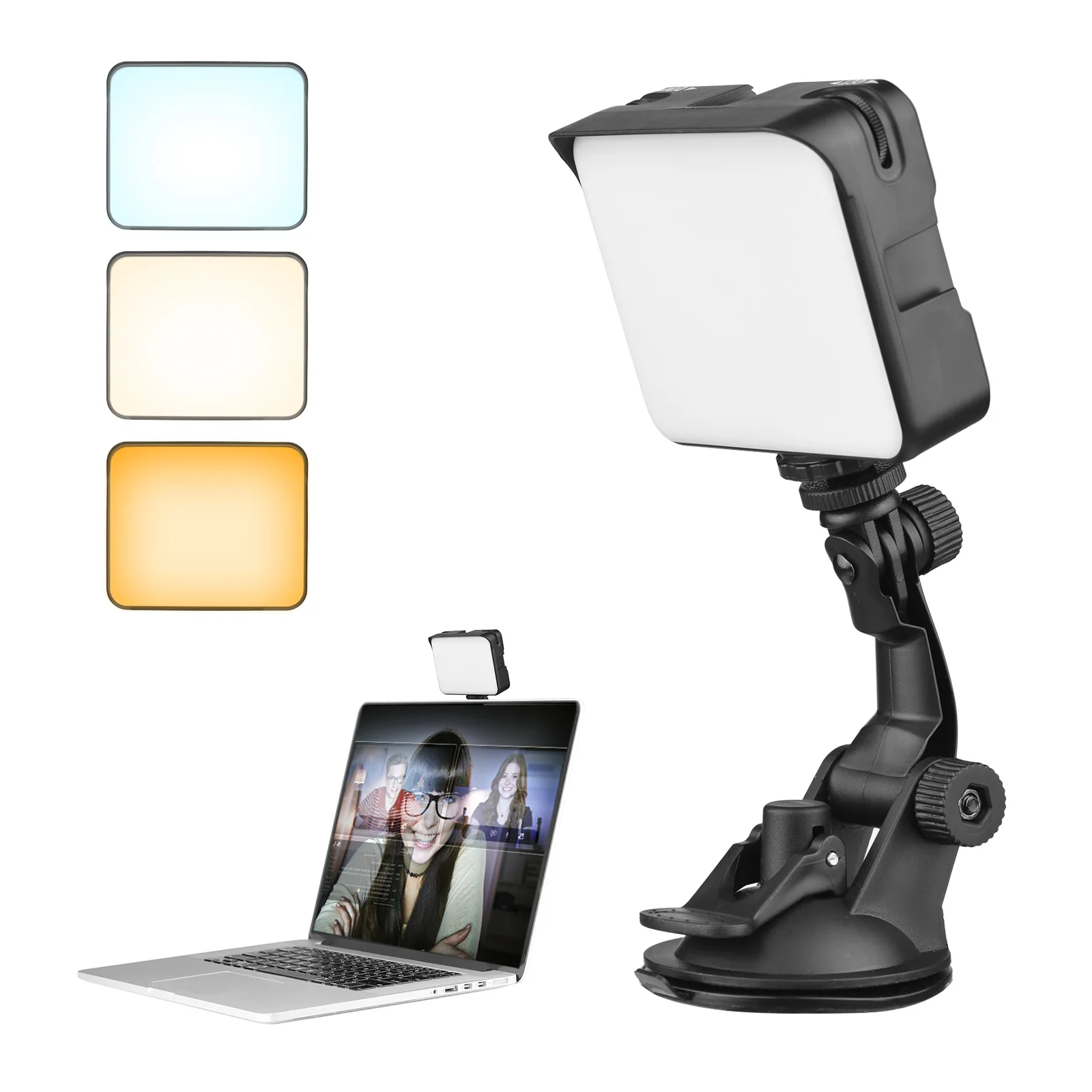 

LED Video Light+Suction Cup Set Video Conference Lighting Kit 3000K-6500K CRI95+ for Online Meeting Live Stream Video Recording