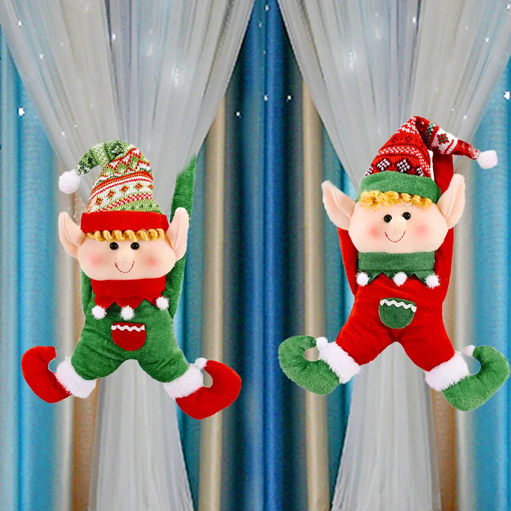 

Christmas Cloth Curtain Holder Doll Button Hook Christmas Home 2022 Navidad Ornaments New Year Natal Xmas Curtain Decor Noel