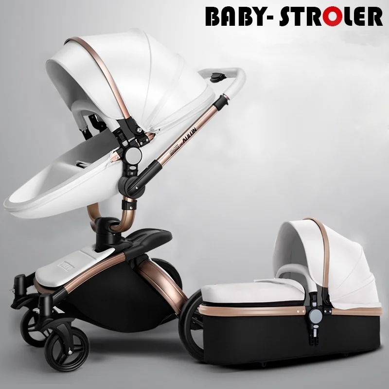 AULON High Landscape Baby Stroller 3 in 1 With Car Seat and Stroller Luxury Infant Stroller Set Newborn Baby Car Seat Trolley images - 6