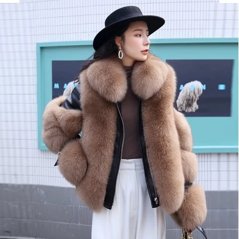 Женская короткая байкерская куртка, модная байкерская куртка из искусственного меха с хлопковой подкладкой, кожаная куртка, новинка зимы 2023