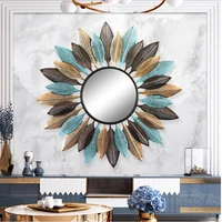 moderne decorative mirror wall hanging round free shipping boho mirror room decor aesthetic espejo home decoration accessories