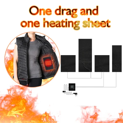 Водонепроницаемые зимние теплые подкладки, регулируемая электрическая нагревательная панель с 3 режимами, нагревательная подкладка 5 В, сделай сам, нагревательная одежда для кемпинга и пешего туризма