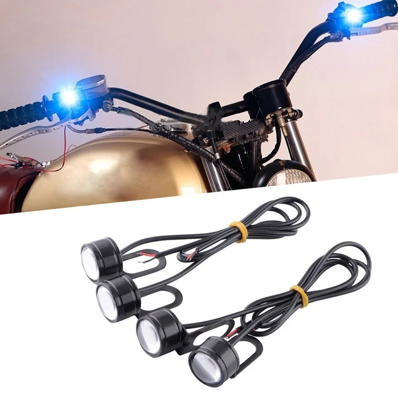 

2pcs Motorcycle LED Eagle Eye Lights Handlebar Signal Lamp Warning Light Brake Bulb Strobe Flash Spotlight