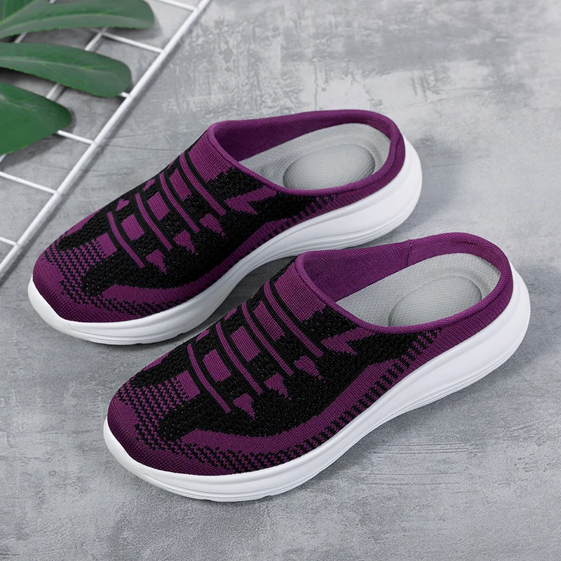 Women Winter Indoor House Slippers Female Mules Breathable Soft Home Half Shoes Fashion Female Casual Flats Shoes Mom