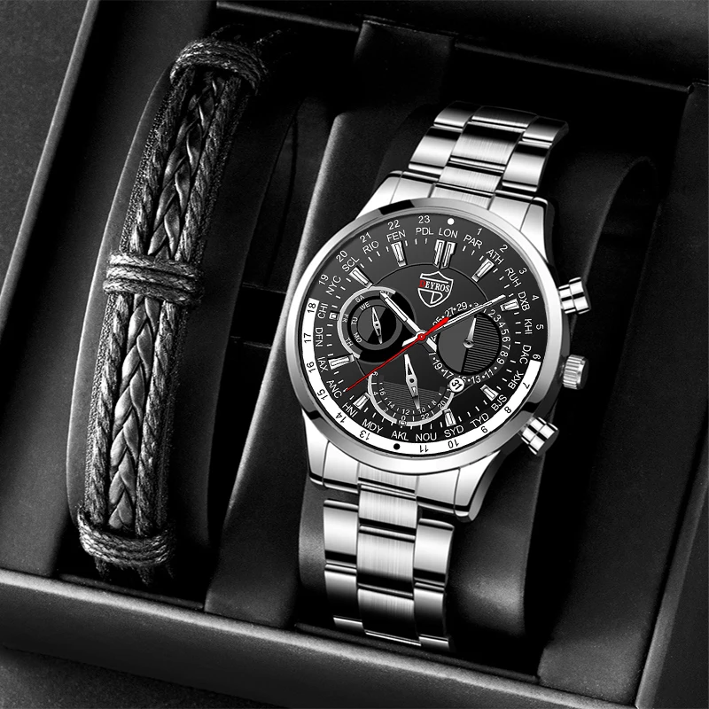 

uhren herren Mode Herren Sport Uhren Silber Luxus Mann Edelstahl Quarz Armbanduhr Leucht Uhr Männer Casual Leder Armband