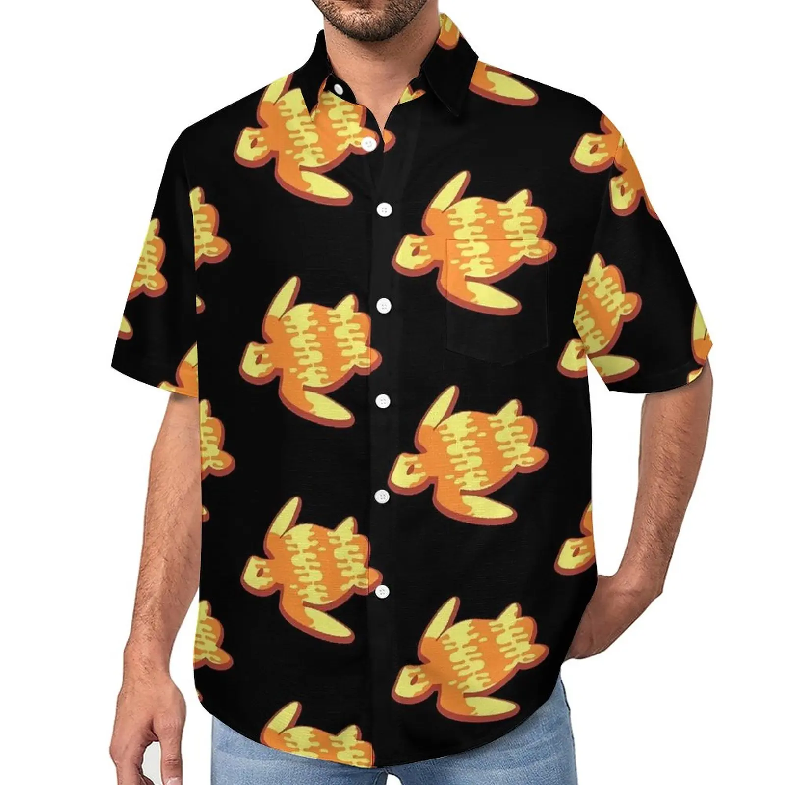 

Tribal Sea Turtle Loose Shirt Men Beach Spirit Animal Casual Shirts Hawaiian Design Short Sleeve Trending Oversized Blouses
