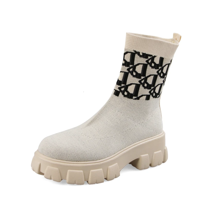 

2022 Socks Boots Women Shoes Fashion Shoes Ladies Motorcycle Boots New Design Gear Wedge High Heels Autumn Winter Casual Shoes