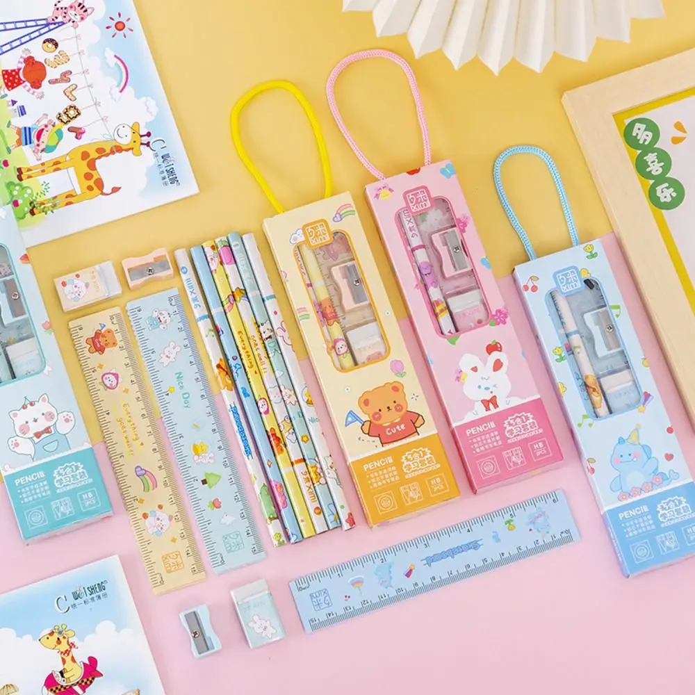 

Kindergarten Kids Pupil Primary School Children's Gifts Student Stationery Sets Pencil Eraser Ruler Sets Birthday Gifts
