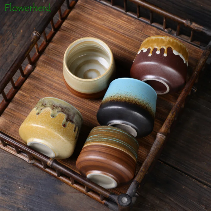 

New Chinese Tea Set Coarse Pottery Tea Cup Retro Glaze Teaware Kung Fu Teacup Coffee Cup Single Cup Handmade Ceramic Cup