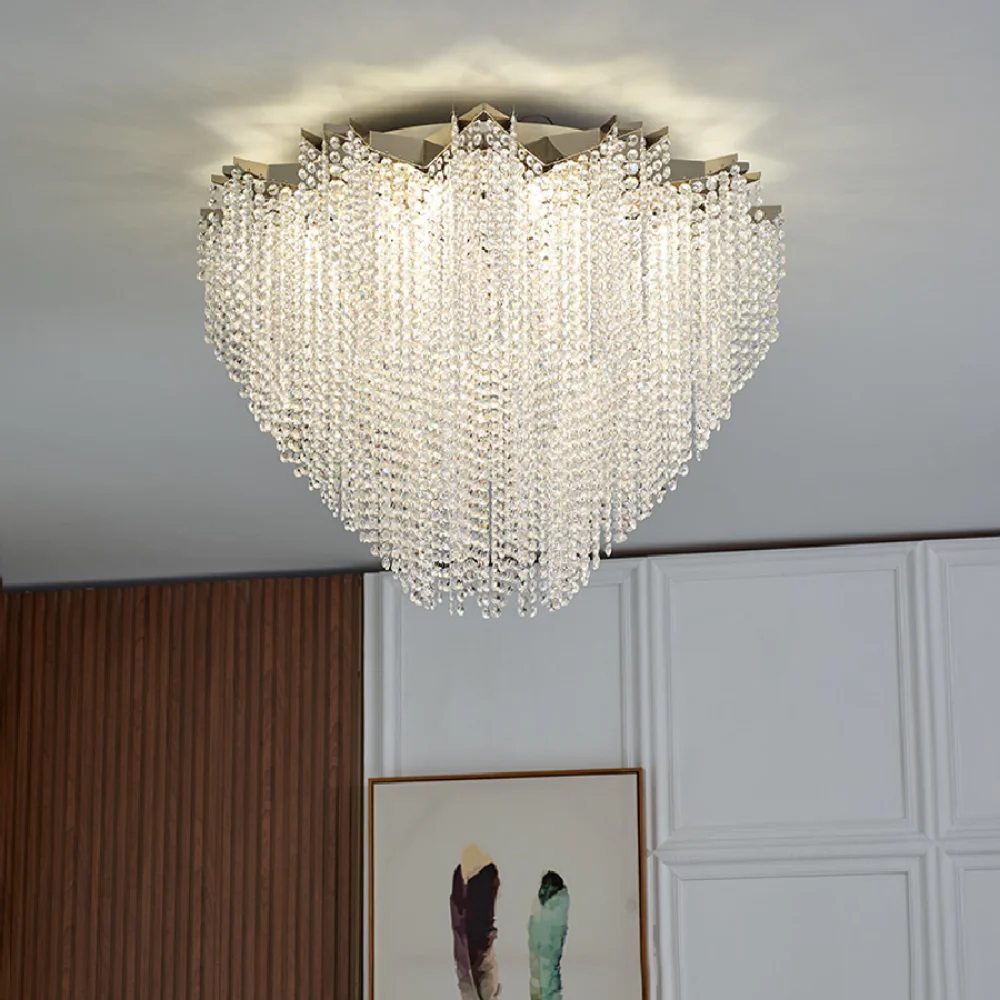 

LED pendant lamp modern Nordic luxury for the living room circular Cristal Villa Hotel decor light home appliance lustre kitchen