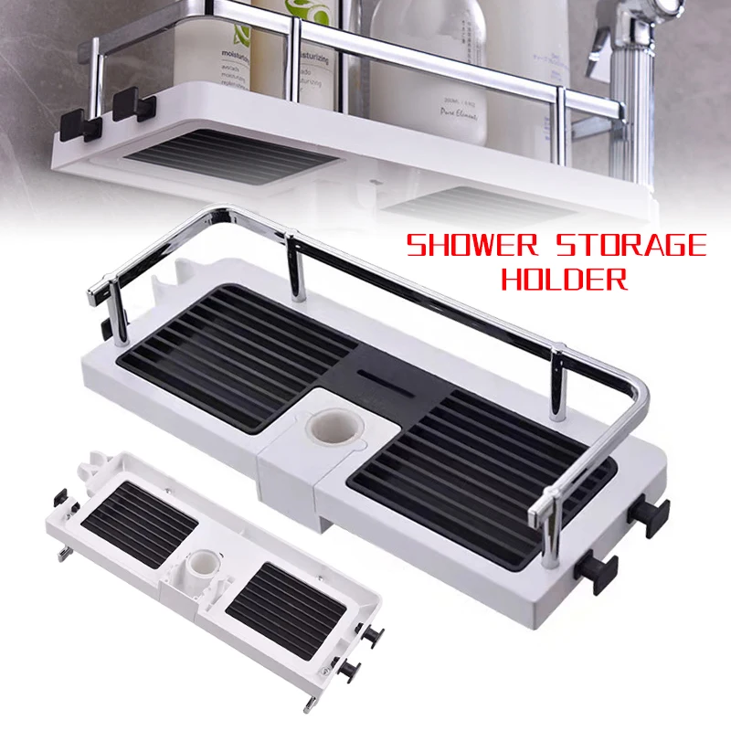 

Shower Storage Holder Rack Organizer Bathroom Shelf Shampoo Tray Stand Single Tier No Drilling Shower Holder Bathroom Accessorie