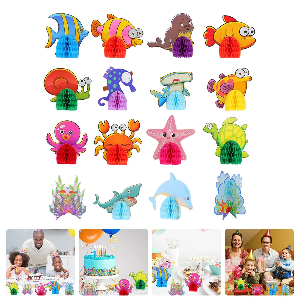 

16Pcs Sea Creature Table Decorations Ocean Themed Birthday Decoration Supplies