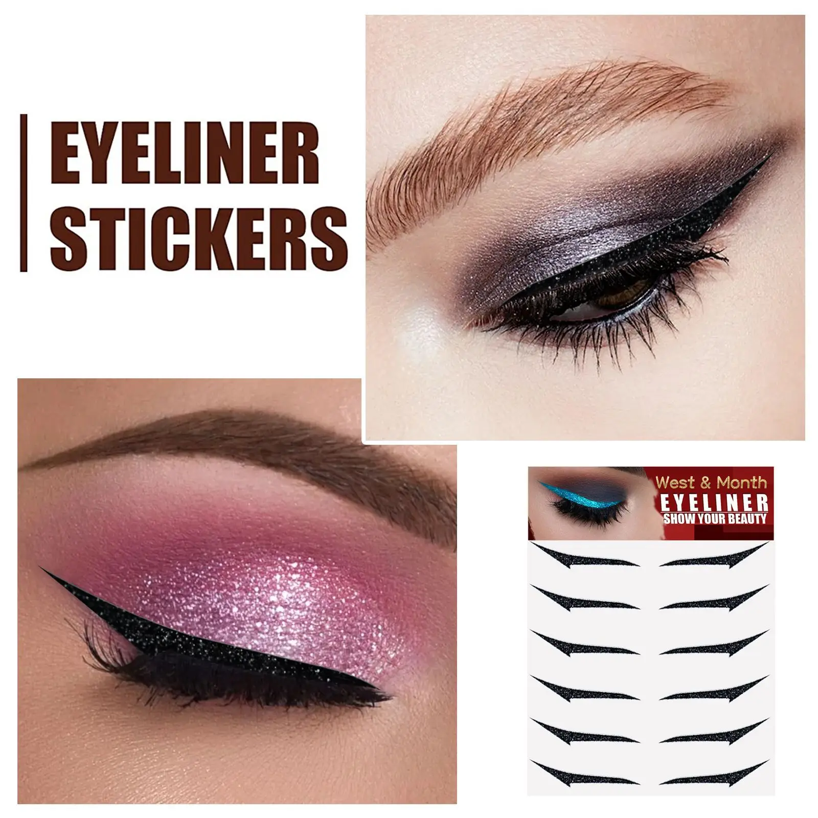 

West&Month Self-adhesive European And American Eyeliner Stickers 6 Pairs Double Eyelid Stickers Stage Makeup Party Nightclub