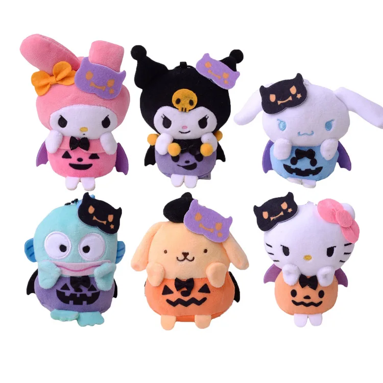 

9Cm Sanrios Cartoon Kawaii Halloween Series Hello Kittys Kuromi My Melody Cinnamoroll Cute Plush Pendant Keychain