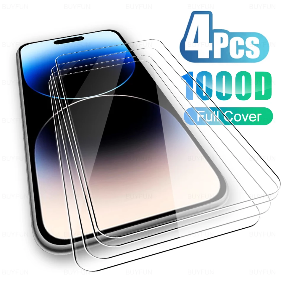 

4 шт. закаленная пленка для iPhone 14 Pro Max Plus, защита экрана, полное покрытие, прозрачное Переднее стекло для iphone14 14Pro