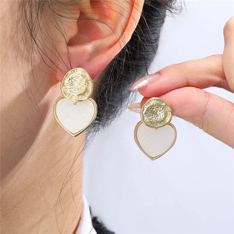 2024 модные серьги-капли в форме ракушек и сердец для женщин корейские винтажные