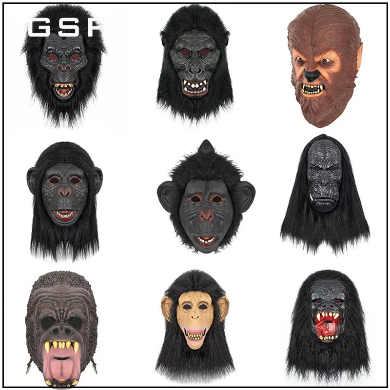 

GSF реалистичные латексные маски орангутана, маска обезьяны на все лицо с животными, забавная маска, реквизит для косплея на Хэллоуин, маскар...