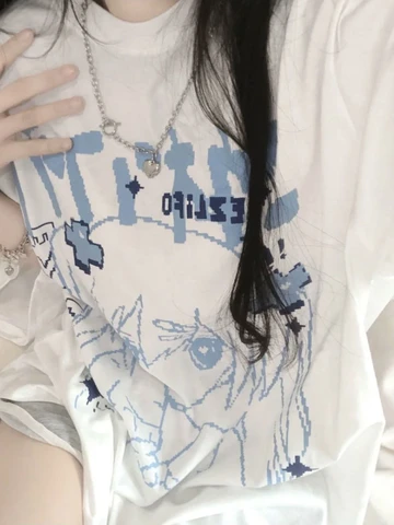 Женская футболка с принтом манги, белая футболка с графическим принтом в японском стиле Харадзюку, в стиле K-POP, лето 2022