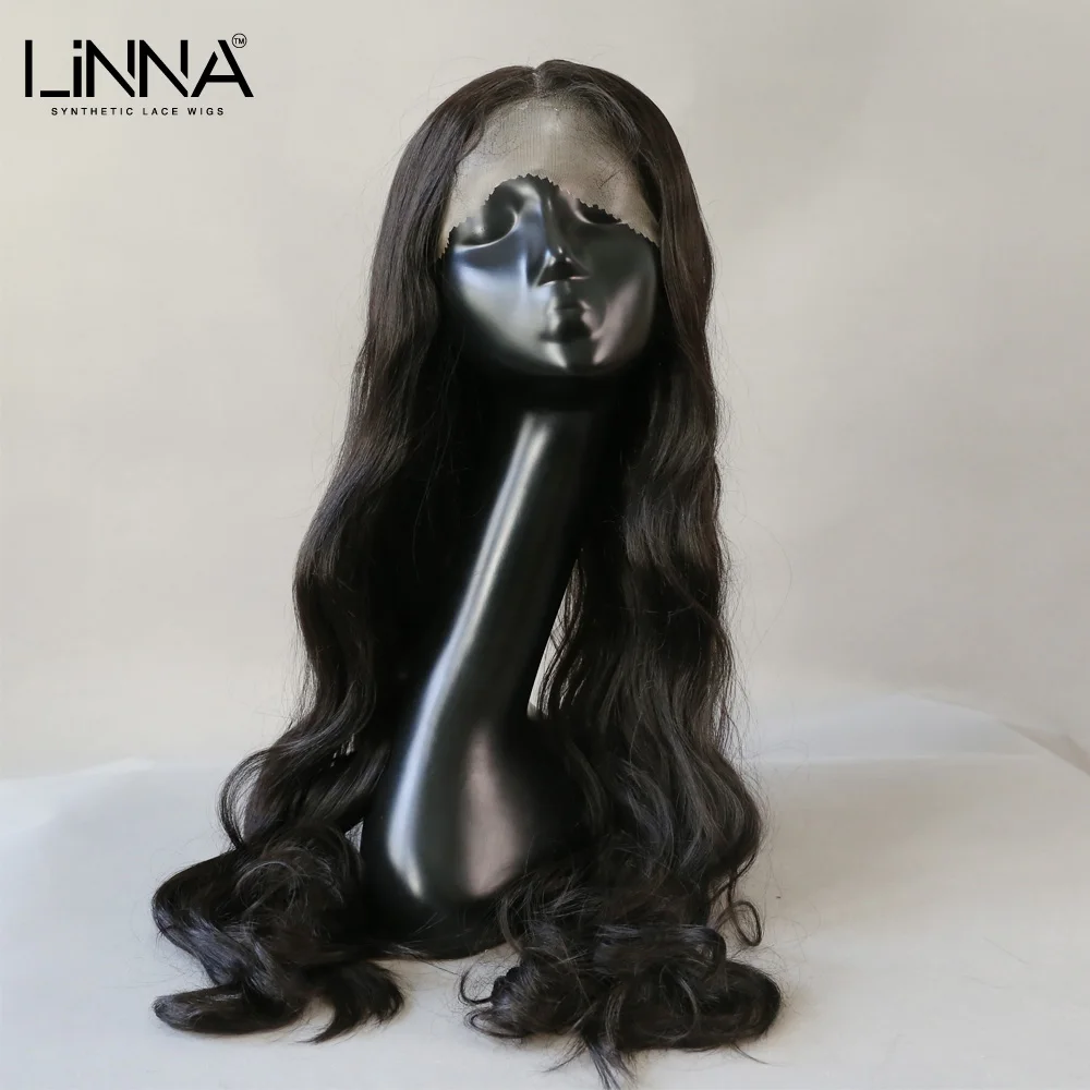 

Женский прозрачный парик LINNA, парик из термостойкого волокна с T-образной частью, 30 дюймов