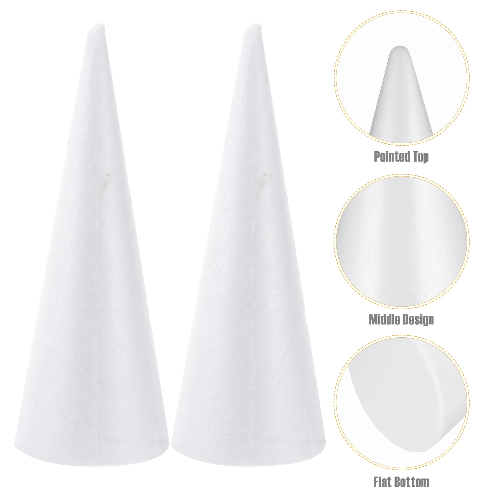 

2pcs White Solid Cone Children DIY Craft Cone Accessories Cone For Christmas Manual DIY Decor White Solid Poly Dragon Foam Cone