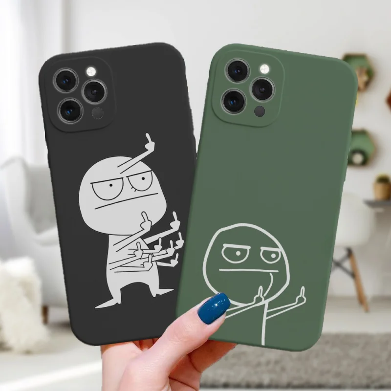 

JAVE Funny Man Phone Case For iPhone 12 7 8 Plus X XR XS Max Middle Finger Cases For 11 Pro Max Soft Silicone Back Case Cover