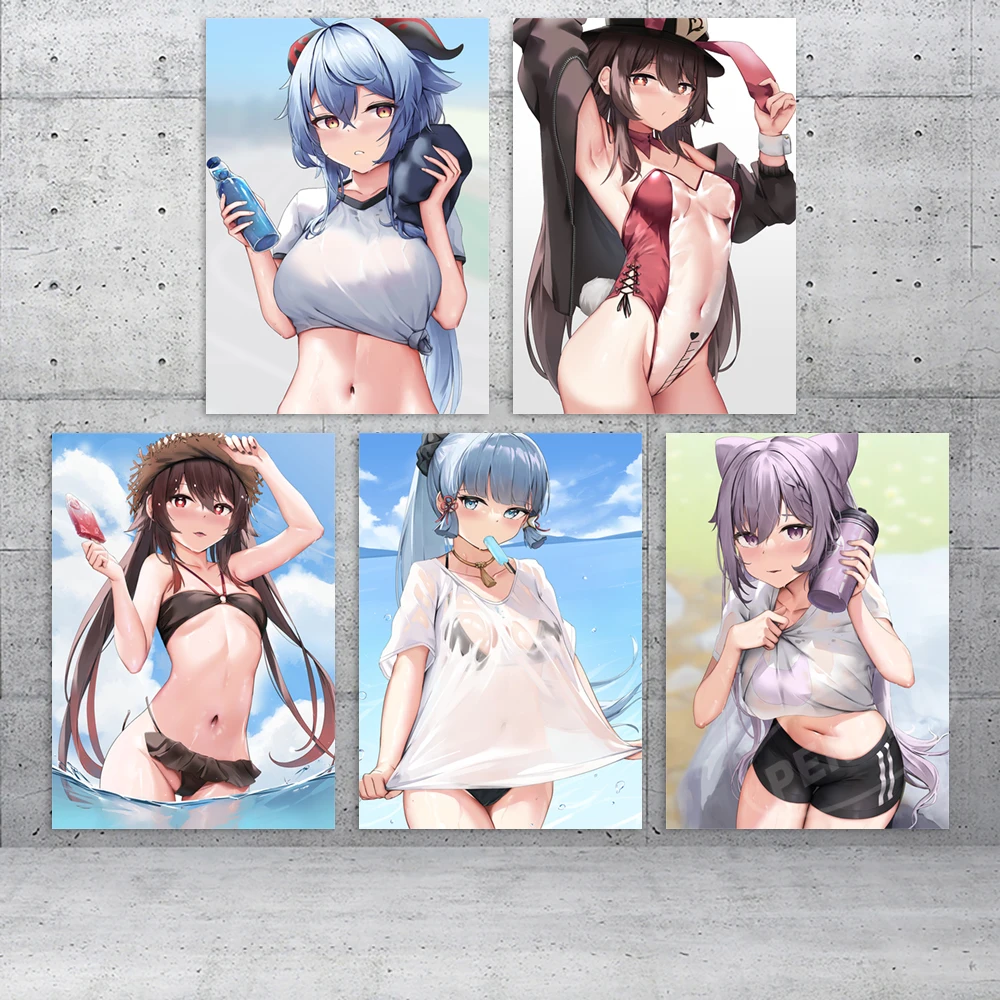 

Canvas Genshin Impact Poster Painting Anime Wall Art Lumine Prints Modular Kuki Shinobu Pictures Yan Fei Home Decor Living Room