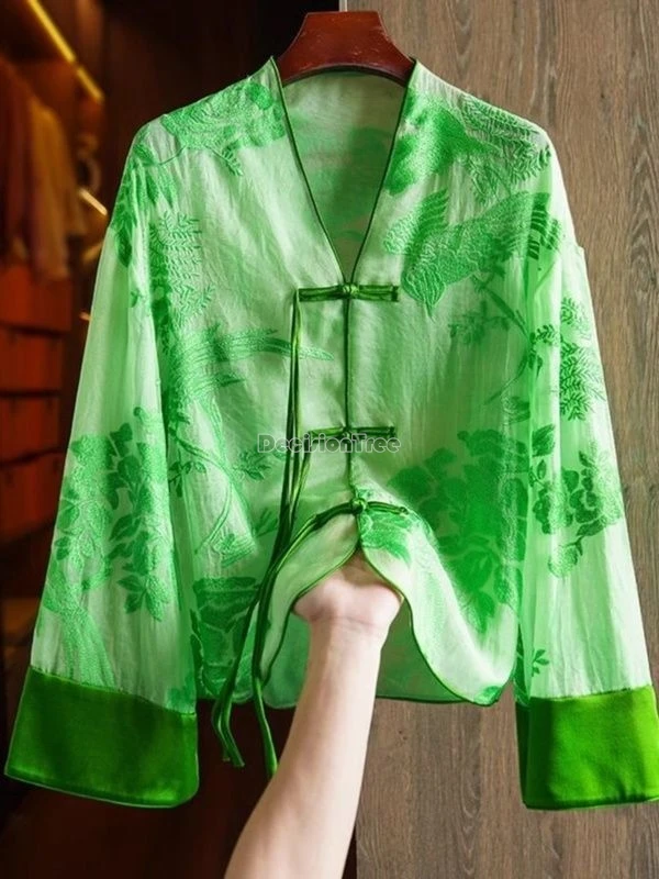 Женская блузка-Ципао с вышивкой