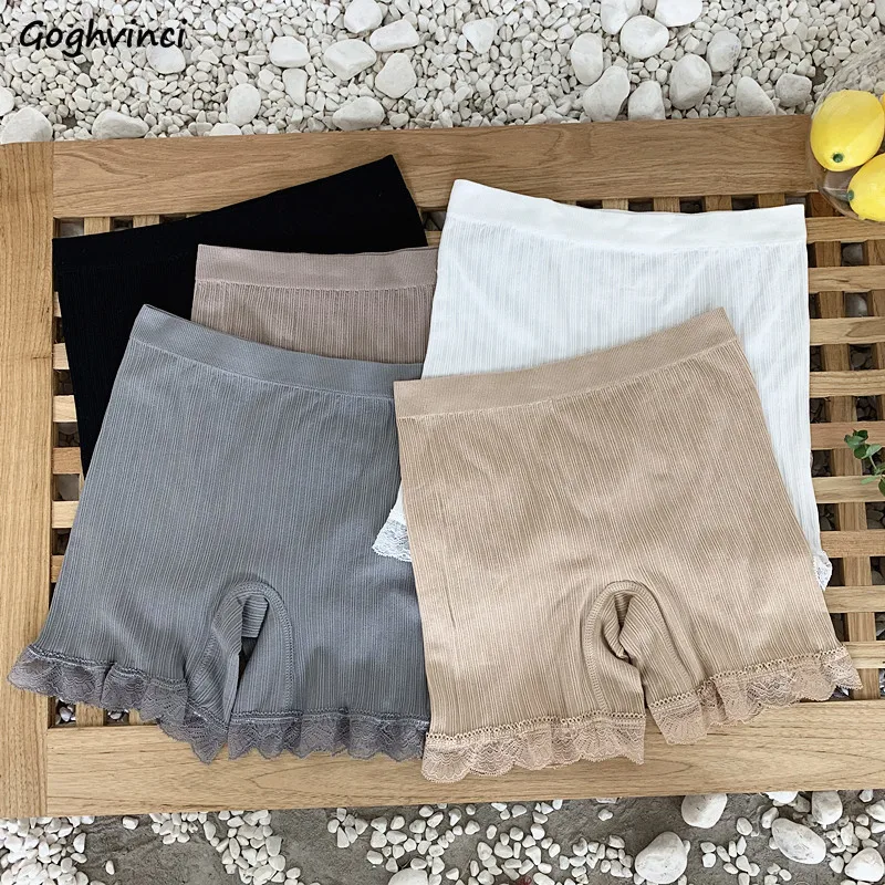 

Legging Women Summer High Waist Seamless Safety Female Fitness Thin Solid Lace Cozy Fashion Panty Tummy Control Underwear Thread