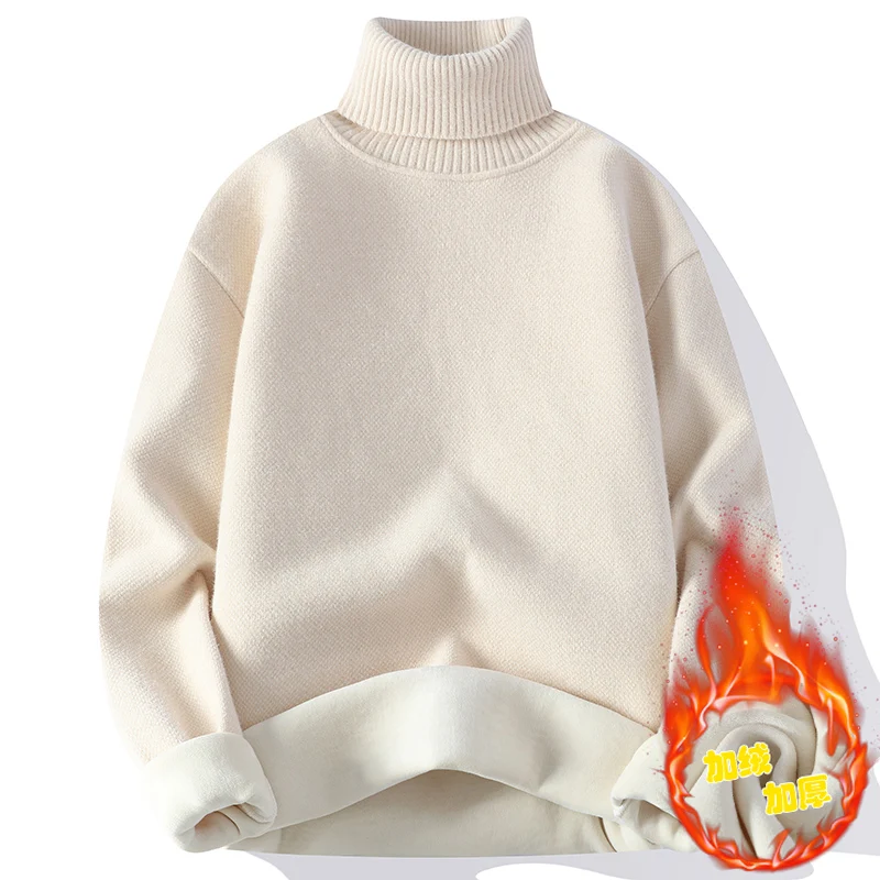 Однотонный простой универсальный бархатный свитер с высоким воротником без