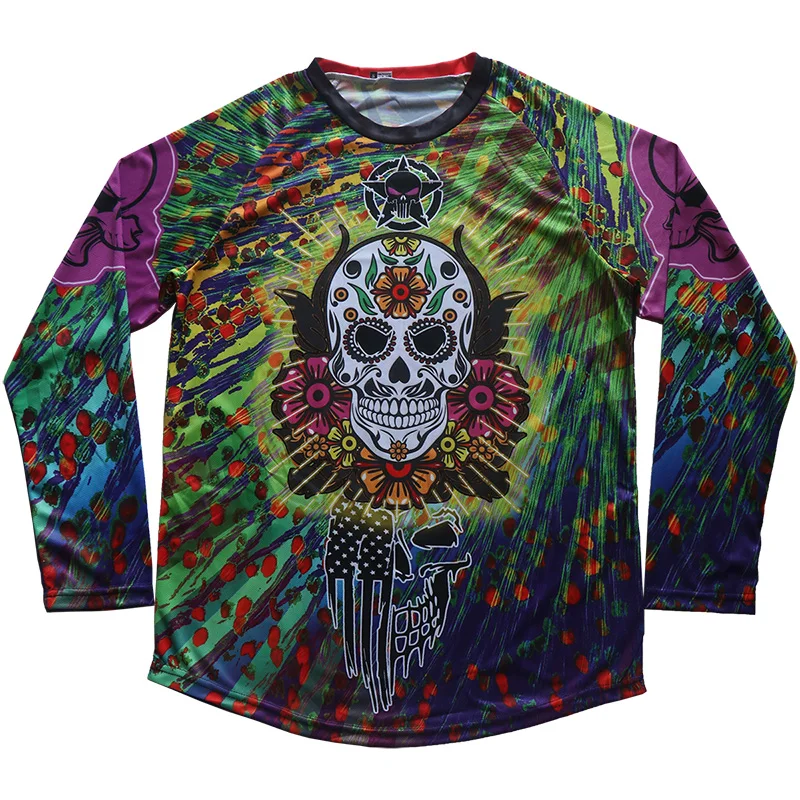 

Mx Cycling Long Sleeve Motocross Jersey Jesus Jacket Bicycle MTB Bike Downhill Wear Skull Clothes Road Ride Mountain Rider Top