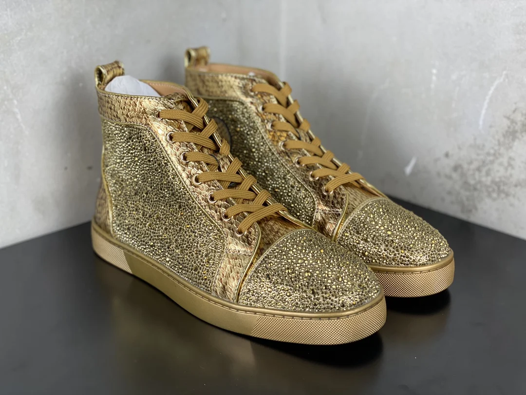 

NEW Luxury shoes, men's shoes, leather shoes, red-soled shoes, high-top men's shoes, casual shoes, printed shoes,diamond shoes