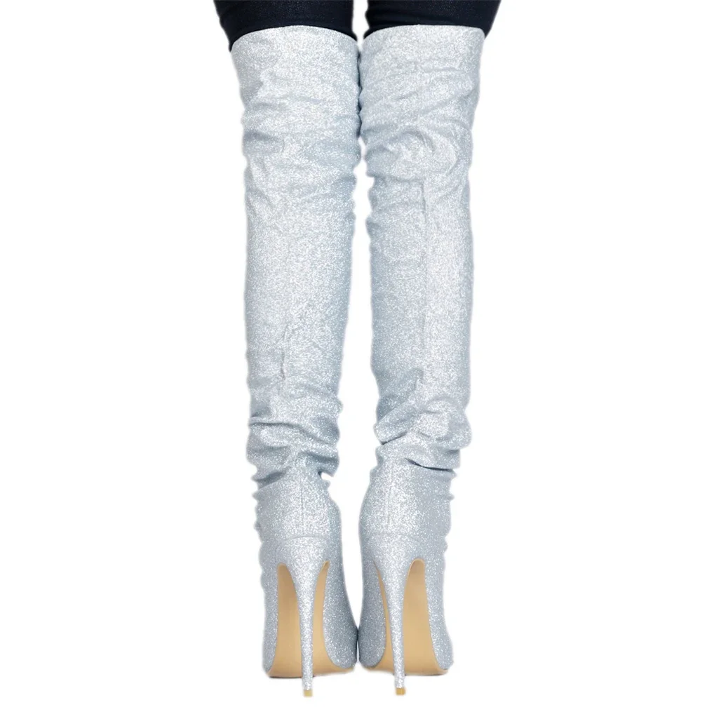 ASIOFU/Новые женские блестящие сапоги до бедра ручной работы пикантные выше колена